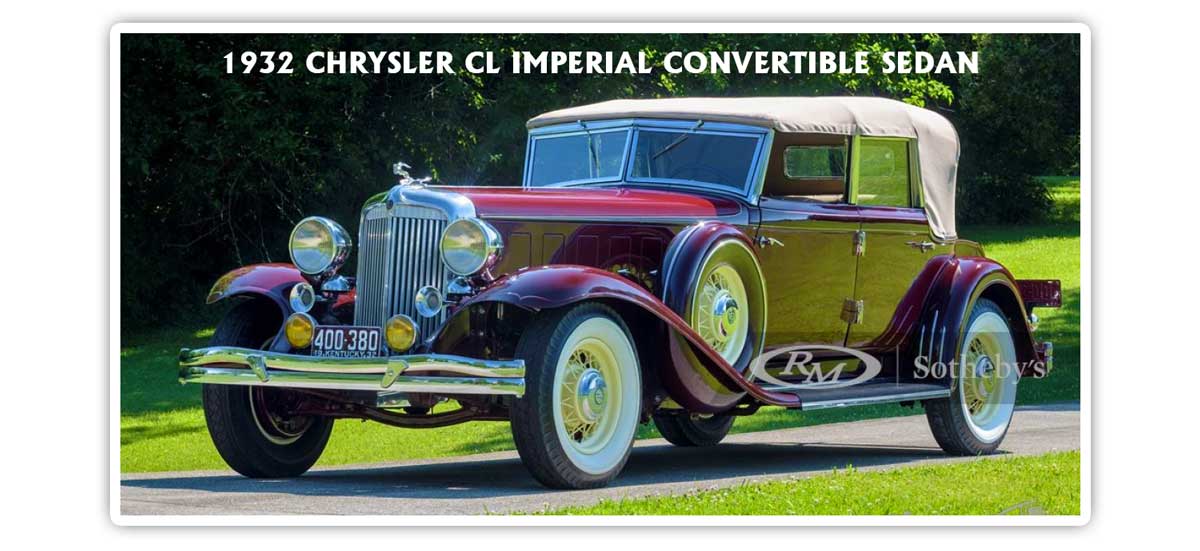 1932 Chrysler Cl Imperial Convertible Sedan Will Be Sold At The Auction Along With 500 Other Classic Cars