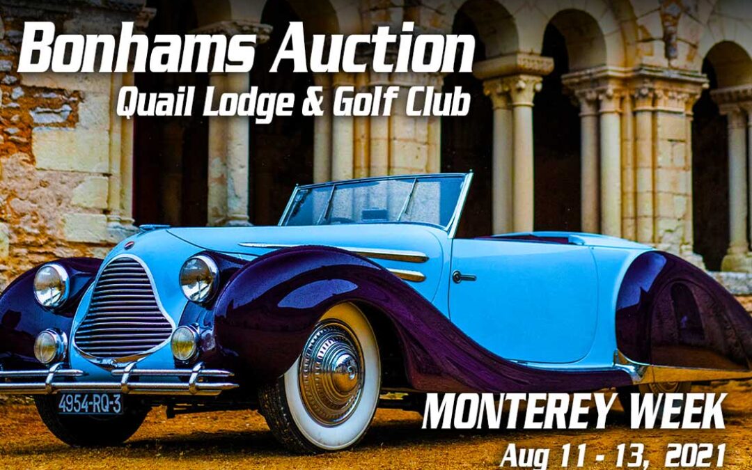 24th Annual Bonhams Quail Lodge Auction Starts During Monterey Car Week Aug 11-13 2021