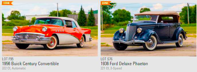 1956 Buick Century Convertible and a 1936 Ford Deluxe Phaeton