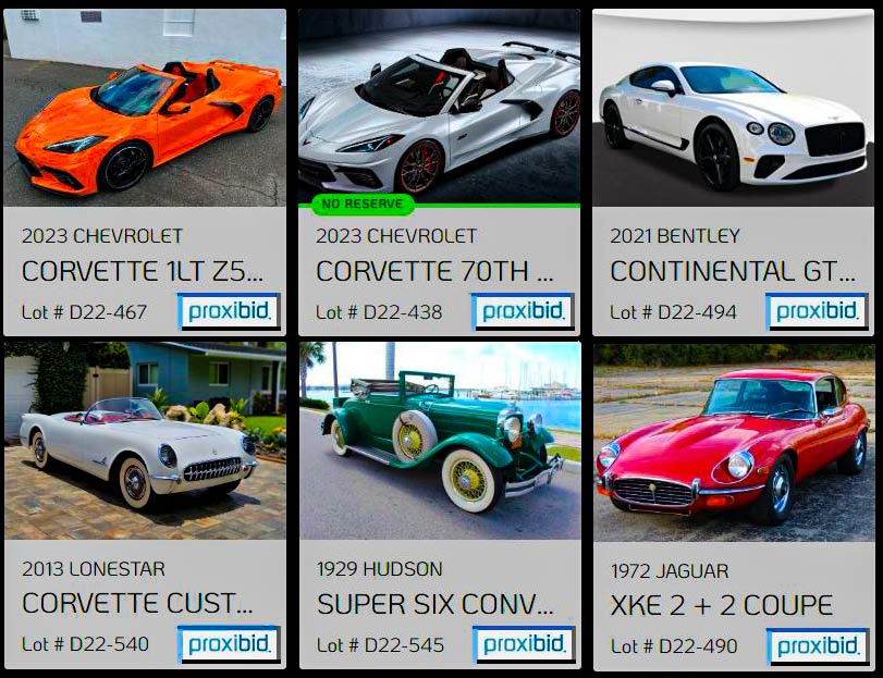 Six Classic Collectible Cars for Auction