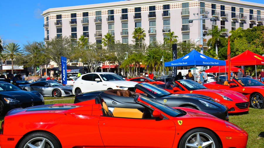 luxury supercars lined up in west palm beach
