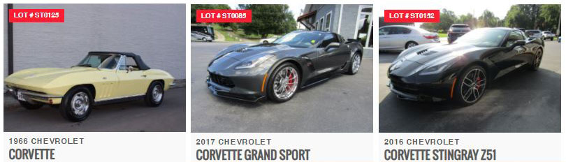 three corvettes to be auctioned