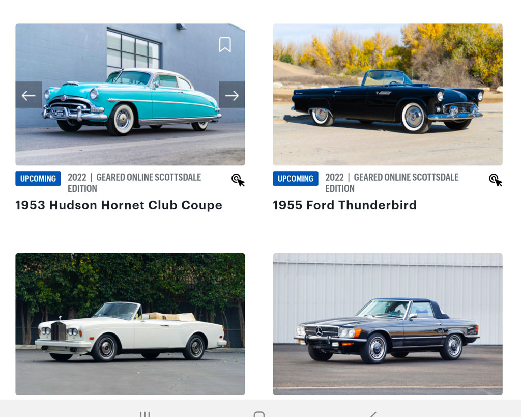 Four Vintage Collectable Cars to be auctioned in Scottsdale