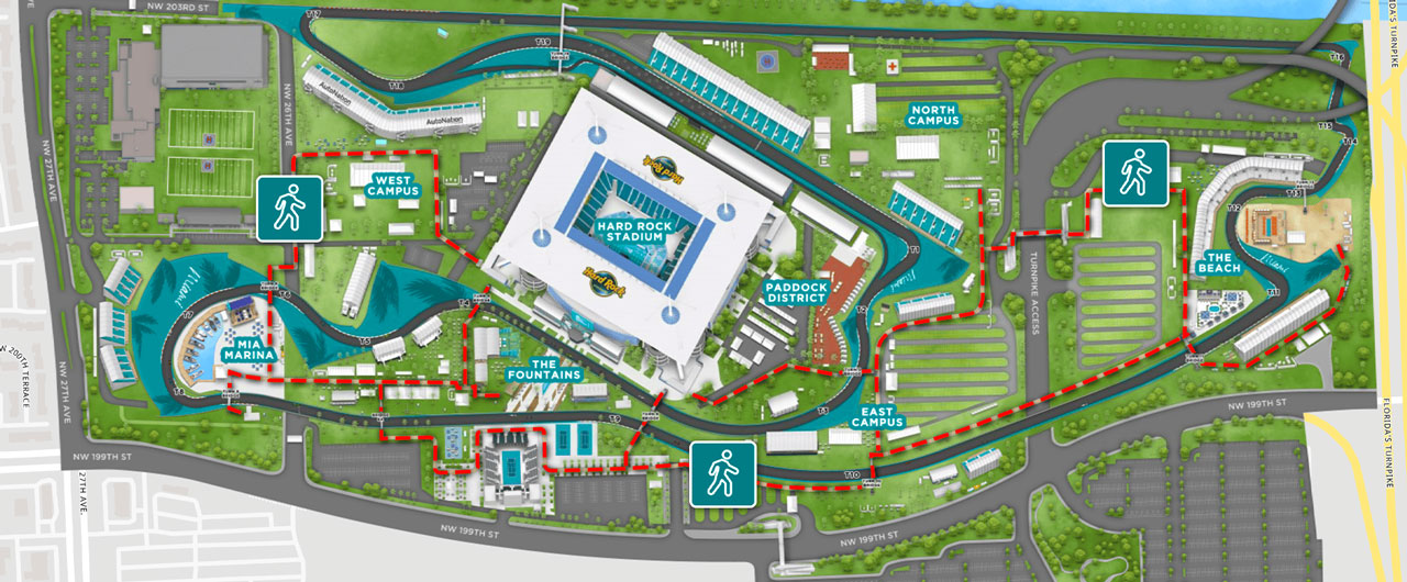 Map of the Miami Prix Track and Events