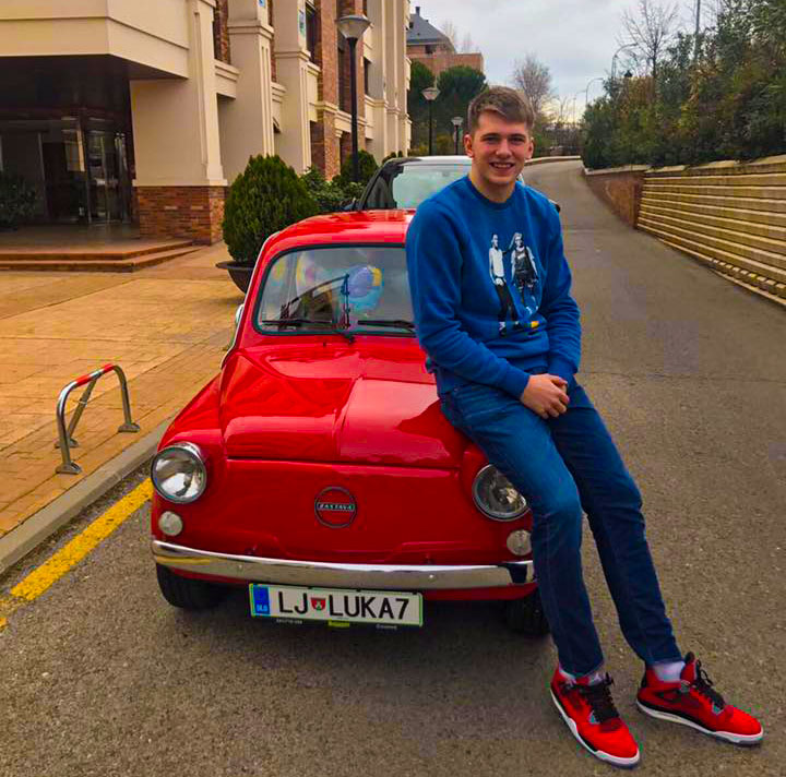 Luka Doncic with his Yugoslavian car called Zastava