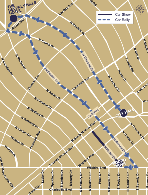 Map of Car Rally Route and Concours d'Elegance Location