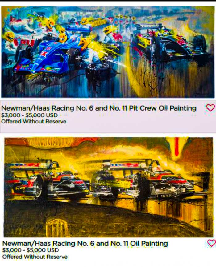 These are Newman and Haas Racing Oil Paintings