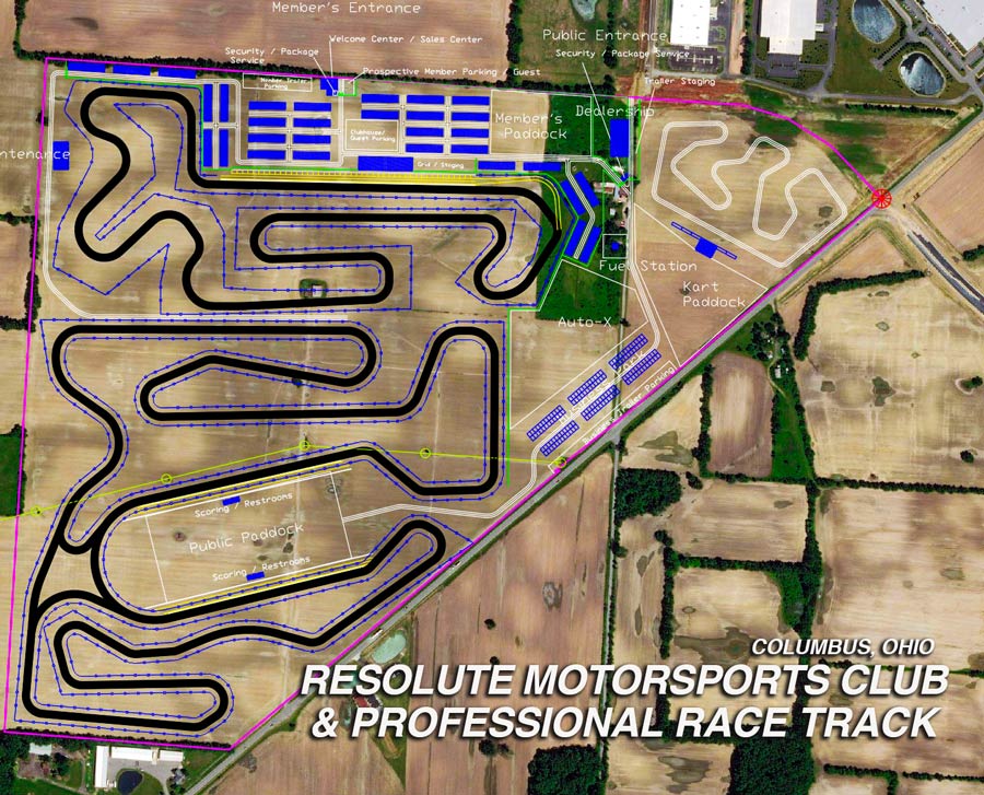 overview of a private race track