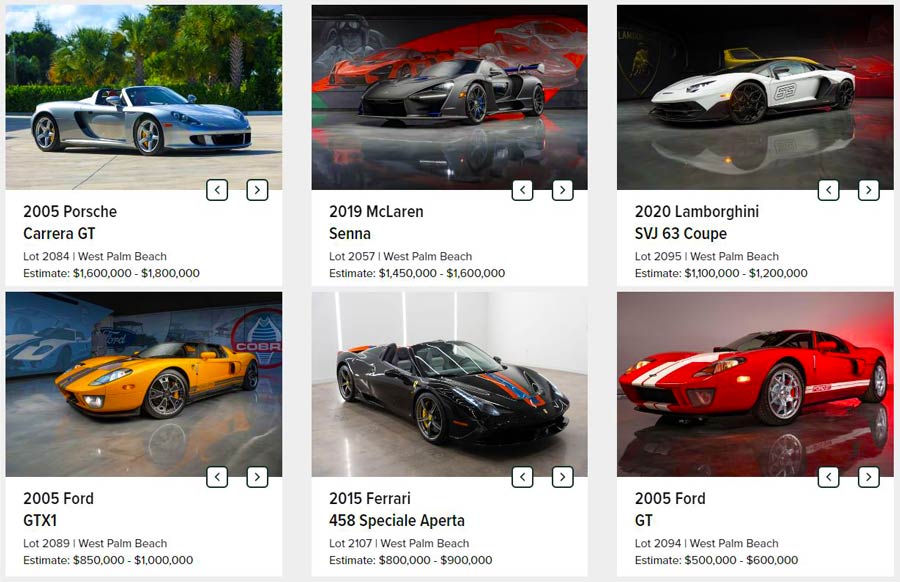 six featured cars for sale