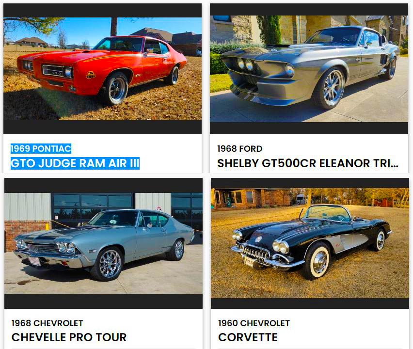Four Muscle Cars For Sale