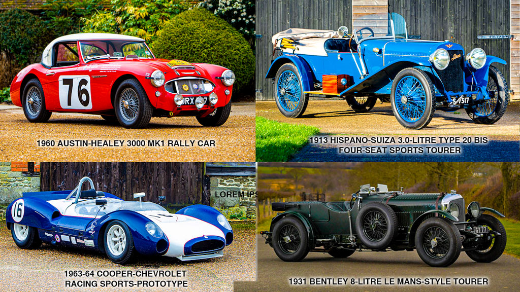 The four antique classic cars to be auctioned