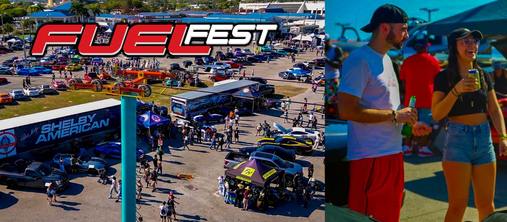 Showing an overview of the Fuelfest event and tow people partying. 