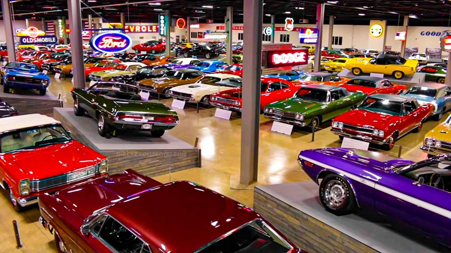 Showing one of the largest muscle car collections in the world