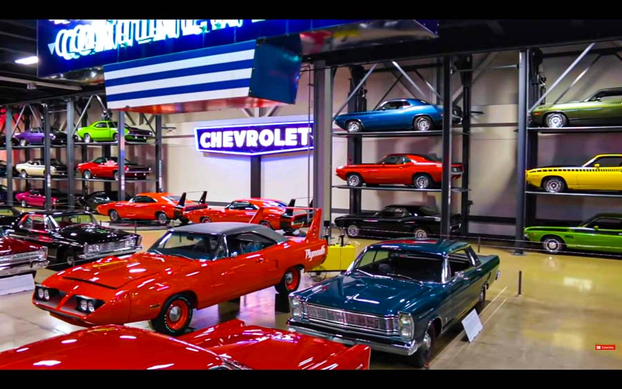 Showing collectible cars of a Superbird, Roadrunners and Plymouth Cudas