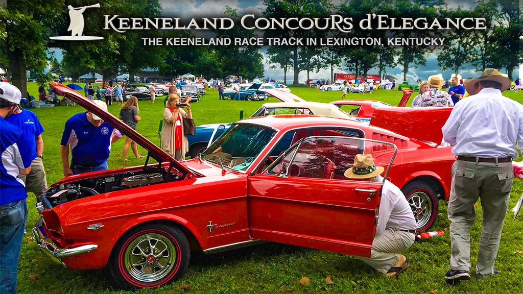 A vintage Red Ford Mustang at The Keeneland Concours d’Elegance and Car Show