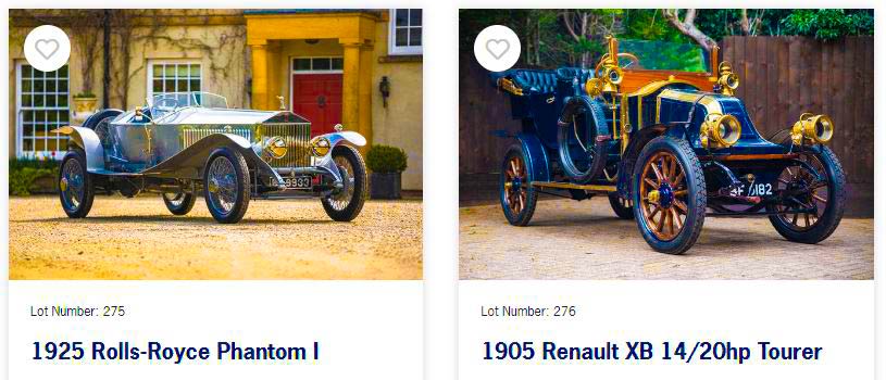 925 Rolls-Royce Phantom I and left is a 1905 Renault XB 