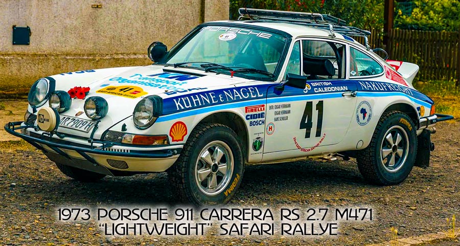 A 1973 Porsche 911 Carrera  M471 "Lightweight" Safari Rallye race car up for auction