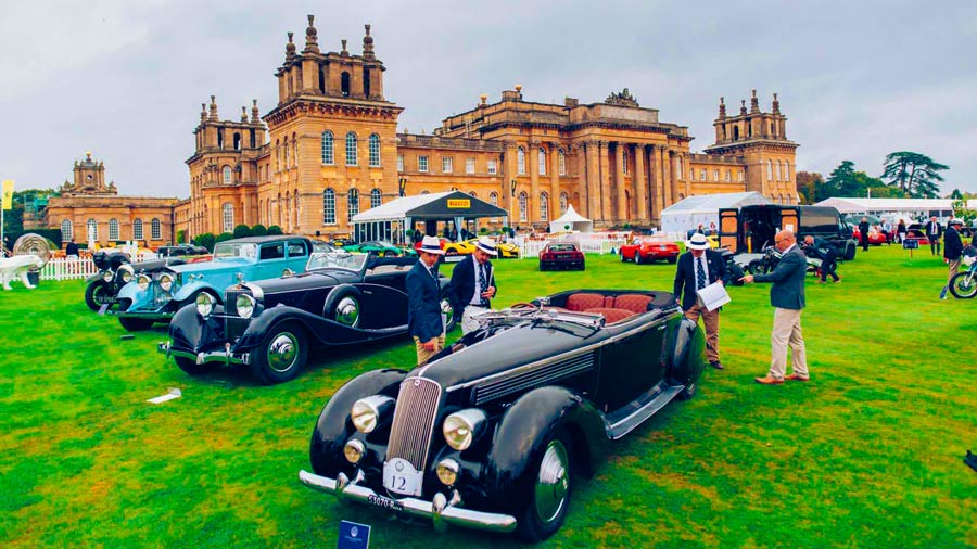 The Salon Privé Concours d'Elegance Car Show on the lawns of the Blenheim Palace in the United Kingdom.