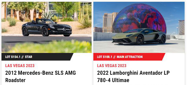 a 2022 Lamborghini Aventodor LP780-4 Ultimae and Black 2012 Mercedes-Benz SLS Amg Roadster