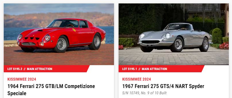 1964 Ferrari 275 GTB/LM Competizione Speciale and a 1967 Ferrari 275 GTS/4 NART Spyder