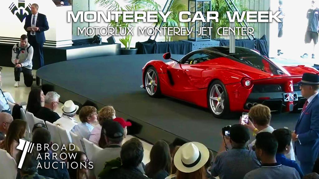 The Broad Arrow Auction takes place at the Monterey Jet Center