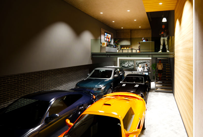 a look inside a car condo at the Toy Box with four cars