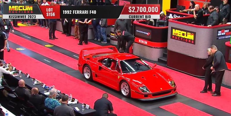 A Ferrari f40 at the mecum auction Kissimmee 