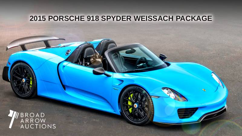 2015 Porsche 918 Spyder Weissach Package Estimated to hit the block at $4,500,000 - $5,500,000