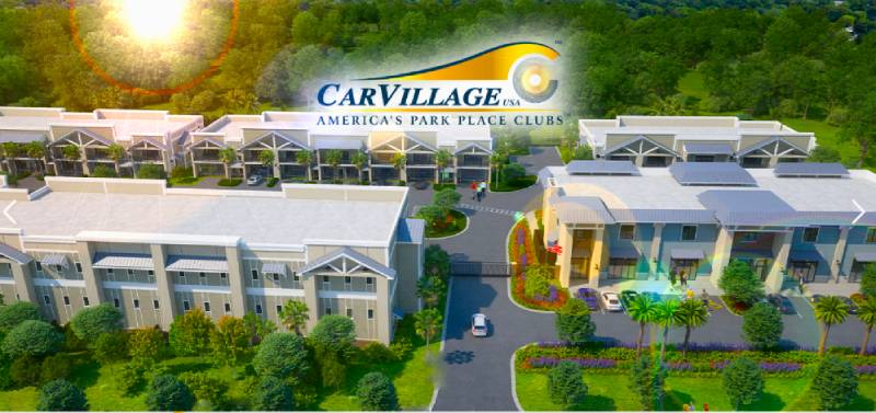 ariel view of car village condo club