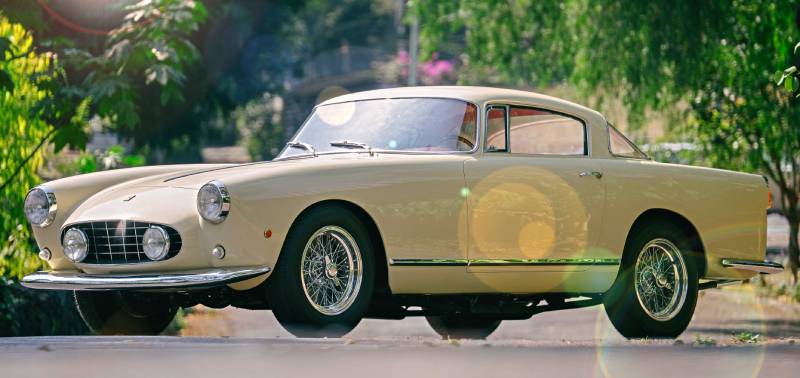 This is a rare 1956 Ferrari 250 GT (Chassis 0581GT) features lightweight aluminum coachwork by Boano ujp for auction.
