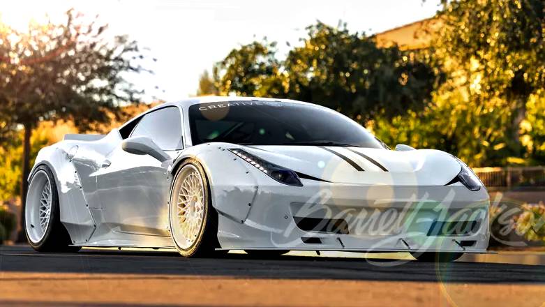 This is a 2011 Ferrari 458 Italia Liberty Walk features a 4.5L V8 with a 7-speed dual-clutch