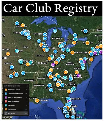 Interactive map of car condo clubs and circuit race tracks.