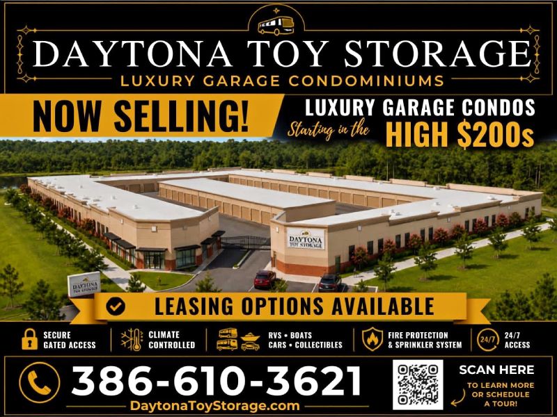 Daytona Toy Storage luxury garage condominiums for collector cars, RVs, boats, and valuable vehicles
